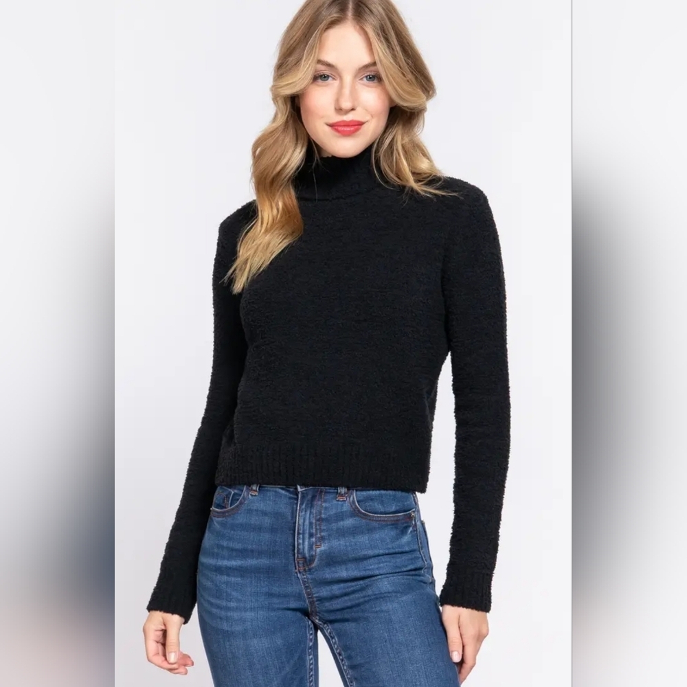Long Sleeve Turtle Neck Fluffy Sweater